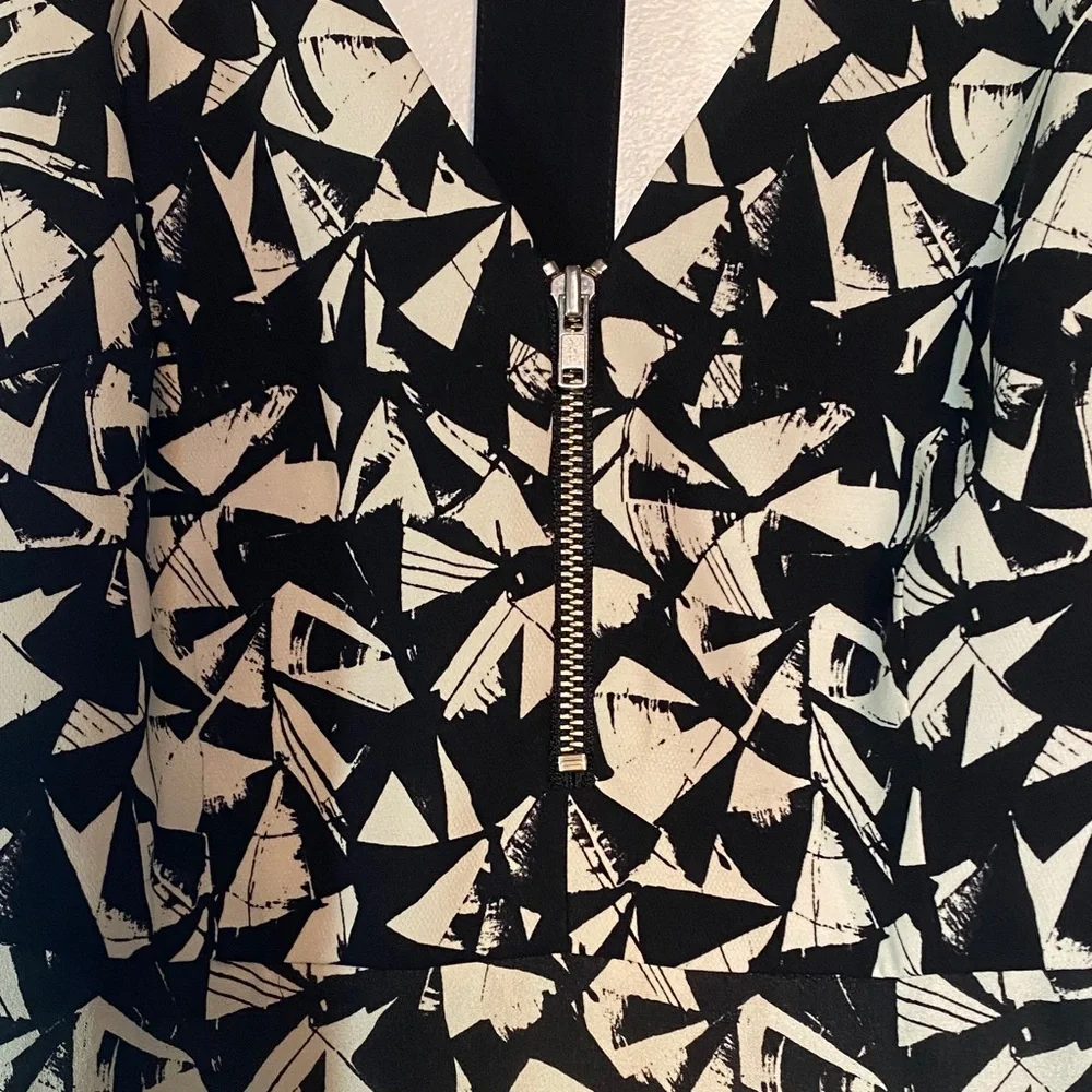 A.L.C. Patti Black and White Floral Silk V-Neck Sleeveless Maxi Dress